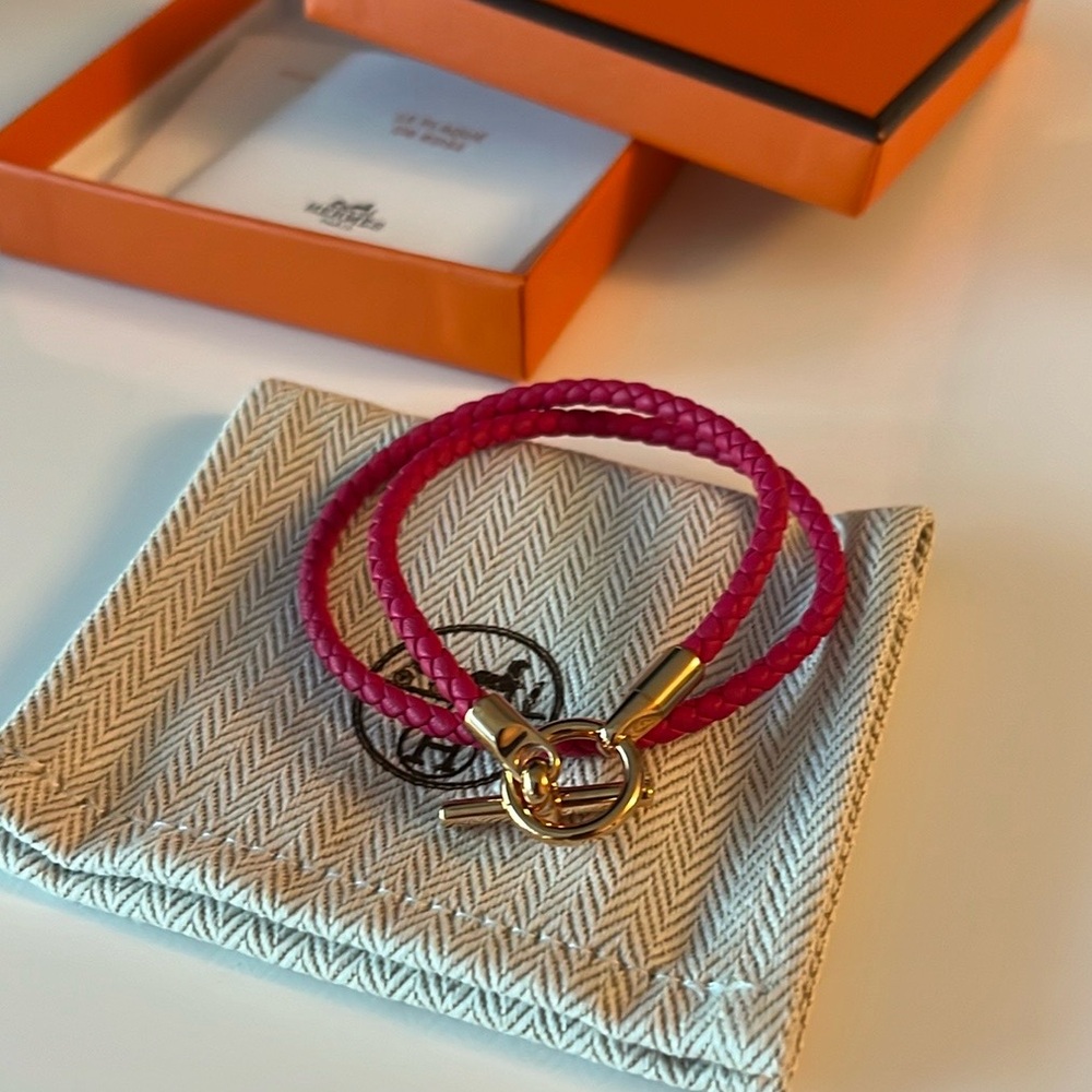 NEW - Hermes Glenan Double Tour bracelet (Mexican Rose)